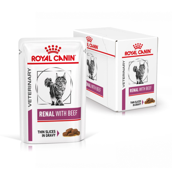85гр Влажный корм ROYAL CANIN Renal Feline Beef диета для взрослых кошек при почечной недостаточности, с Говядиной в соусе