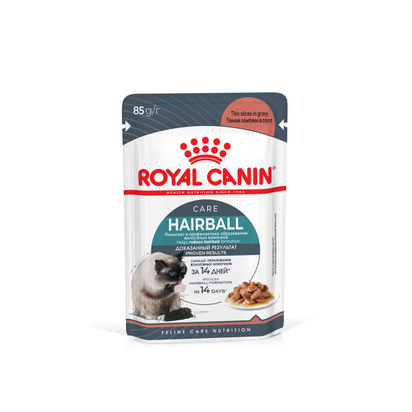 85гр Влажный корм ROYAL CANIN Hairball Care для взрослых кошек, профилактика образования волосяных комочков, в соусе (пауч)