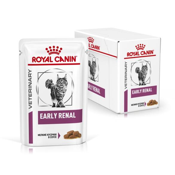 85гр Влажный корм ROYAL CANIN Early Renal Feline диета для взрослых кошек при ранней стадии почечной недостаточности, в соусе (пауч)