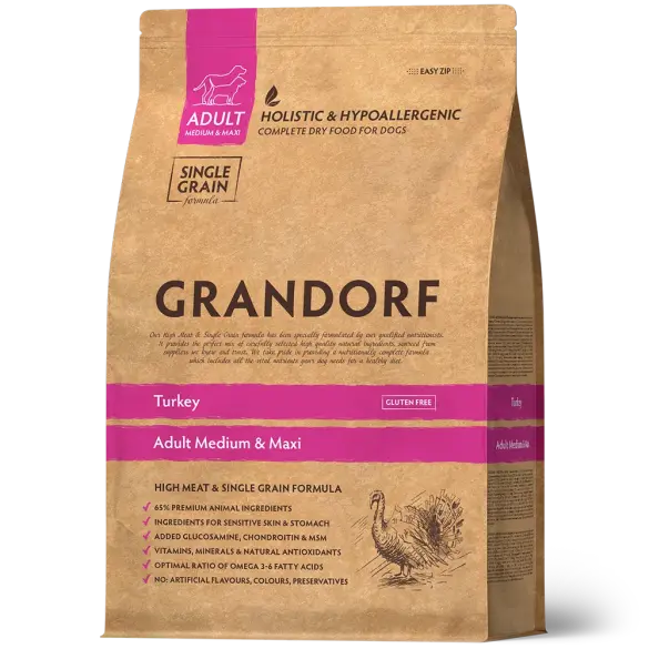 1кг Корм GRANDORF DOG Turkey&Rice ALL BREED для собак всех пород, Индейка