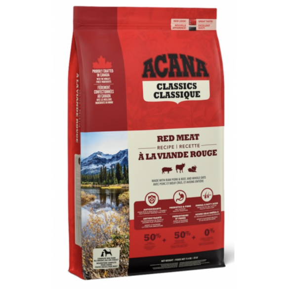 14,5кг Корм ACANA DOG RED MEAT низкозерновой для взрослых собак всех пород с Говядиной, свининой и ягненком