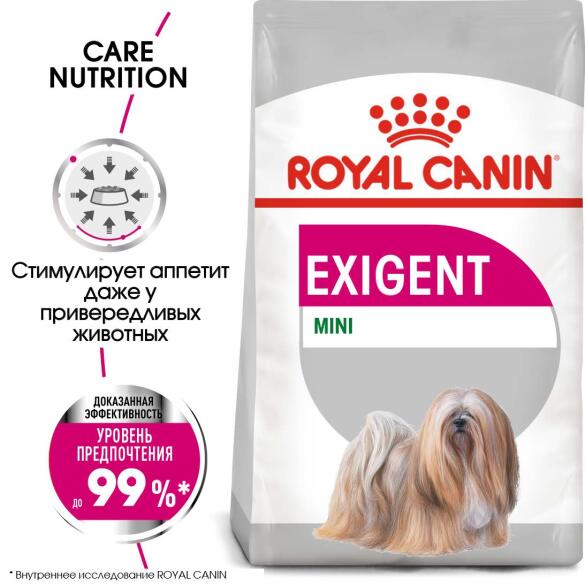 1кг Корм ROYAL CANIN Mini Exigent для взрослых собак мелких пород, привередливых в питании