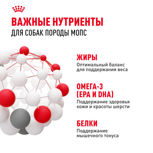1,5кг Корм ROYAL CANIN Pug Adult для взрослых собак породы Мопс от 10 месяцев