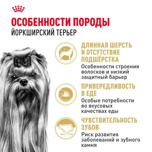 1,5кг Корм ROYAL CANIN Yorkshire Terrier Adult для взрослых собак породы Йоркширский Терьер от 10 месяцев