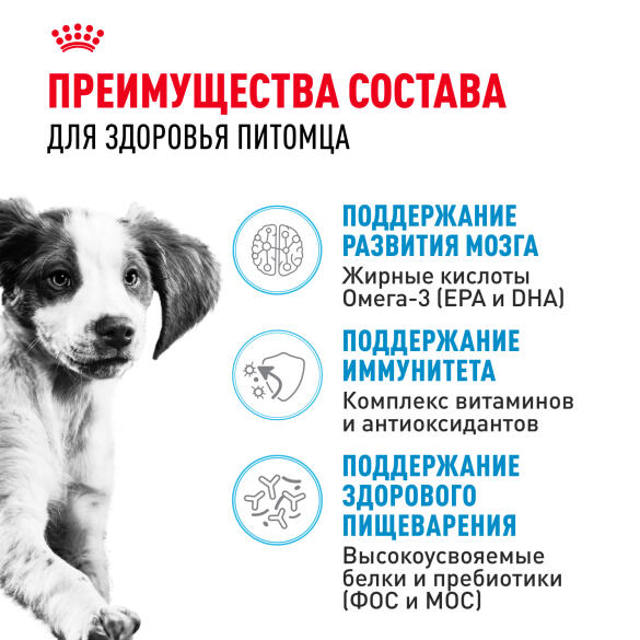 3кг Корм ROYAL CANIN Medium Puppy для щенков средних пород до 12 месяцев