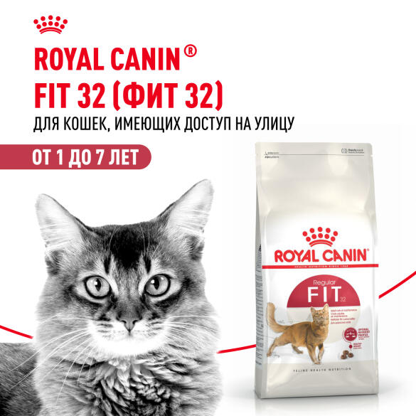 0,4кг Корм ROYAL CANIN Fit 32 для взрослых домашних кошек, имеющих доступ на улицу