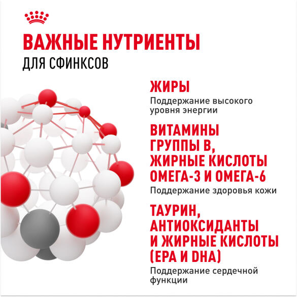 0,4кг Корм ROYAL CANIN Sphynx Adult для взрослых кошек породы Сфинкс старше 12 месяцев