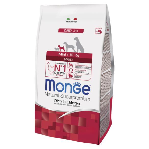 3кг Корм Monge Dog Mini Adult Chicken/Rice для взрослых собак мелких пород c Курицей и рисом