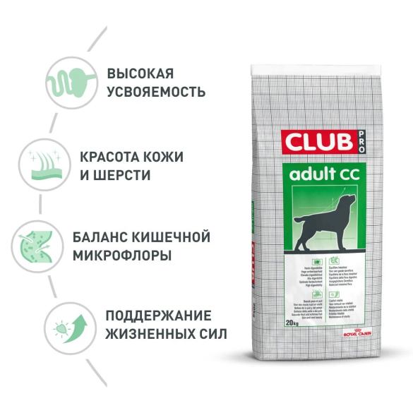 20кг Корм ROYAL CANIN Club Pro Adult CC для собак средних и крупных пород с нормальной активностью старше 12 месяцев