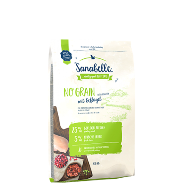 2кг Корм Sanabelle No Grain Poultry для кошек с чувствительным пищеварением с Птицей