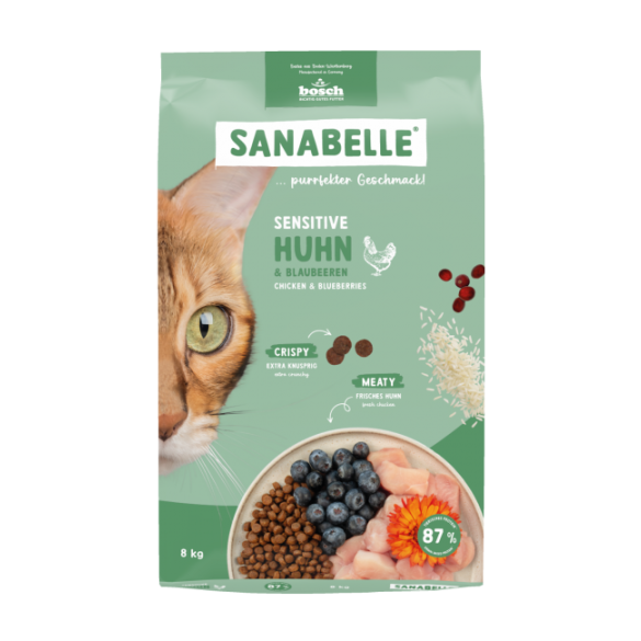 8кг Корм Bosch Sanabelle Sensitive with poultry для взрослых кошек с Курицей