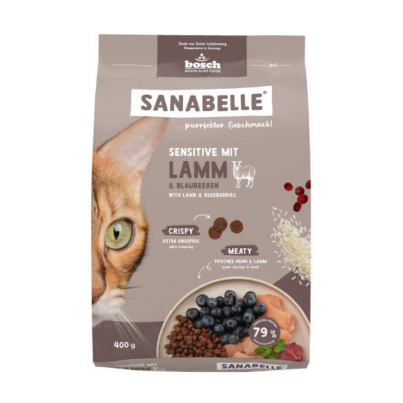 8кг Корм Bosch Sanabelle Sensitive with Lamb для взрослых кошек с мясом Ягненка