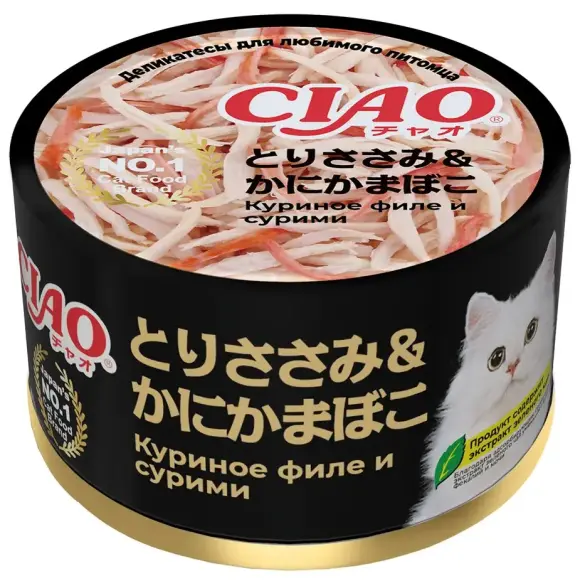 85гр Консерва INABA CIAO Toromi для кошек Куриное филе с сурими