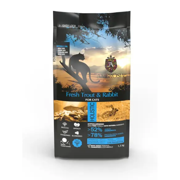 Корм в развес "AMBROSIA GRAIN FREE" для стерилизованных кошек, свежая Форель и Кролик, 1кг