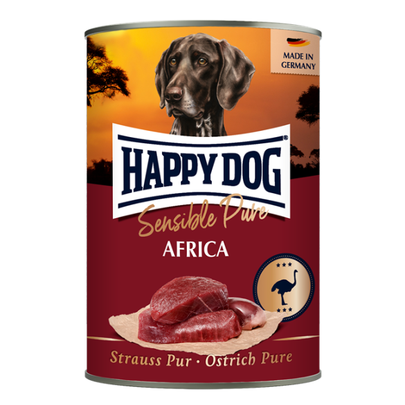 400гр Консервы Happy Dog Sensible Pure Africa для взрослых собак всех пород из мяса Страуса