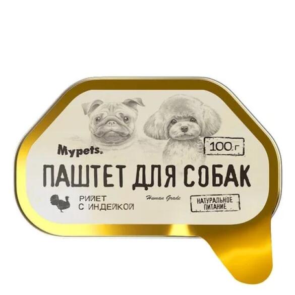 100гр Влажный корм Mypets для собак паштет из Индейки