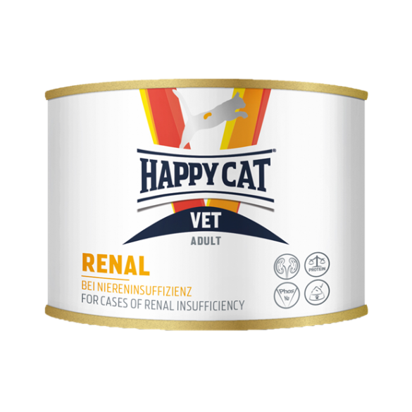 200гр Консервы Happy Cat VET Renal Adult ветеринарная диета для кошек для поддержания функции почек при острой и хронической почечной недостаточности