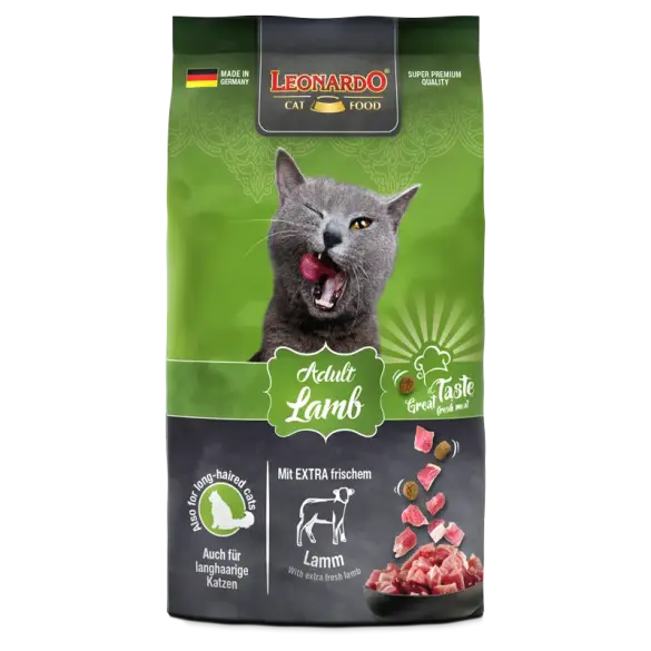 2кг Корм Leonardo Adult Lamb&Rice для взрослых кошек склонных к аллергии с Ягненком и рисом