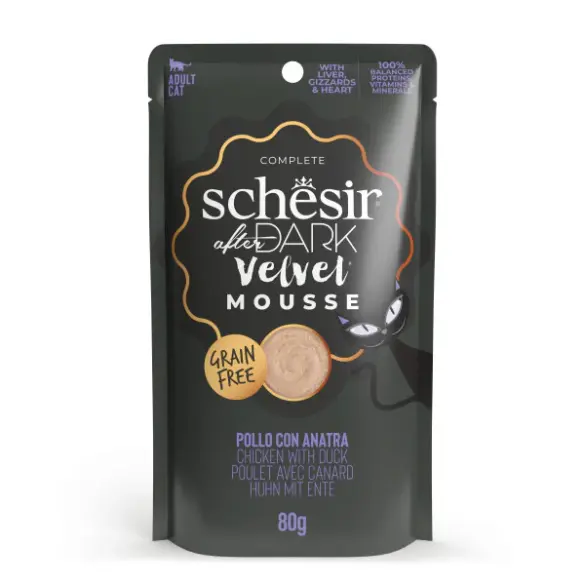 80гр Корм влажный Schesir After Dark Velvet для кошек Курица с уткой