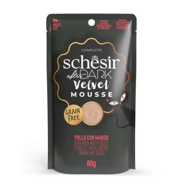 80гр Корм влажный Schesir After Dark Velvet для кошек Курица с говядиной