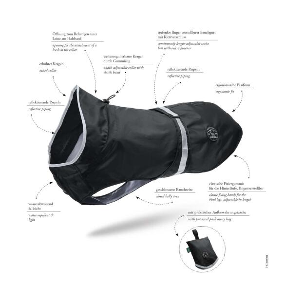 Дождевик HUNTER Coat Uppsala Rain для собак Черный, 35см