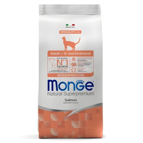 0,4кг Корм Monge Cat Monoprotein Adult Salmon Монопротеиновый для взрослых кошек с Лососем