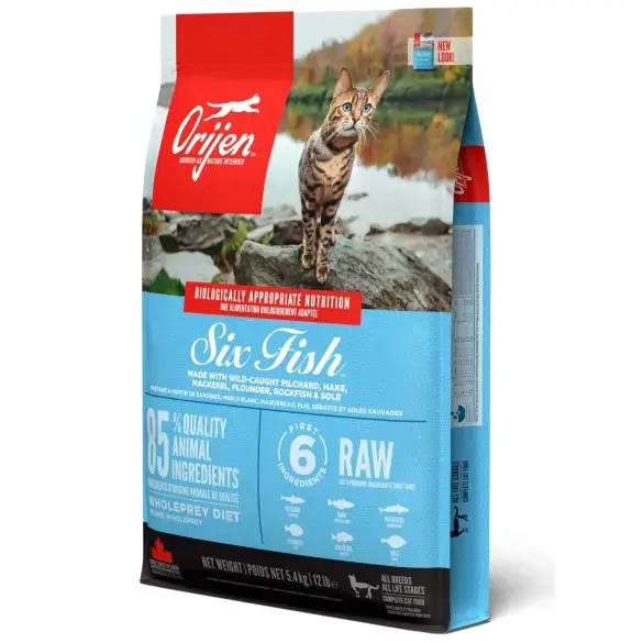 0,34кг Orijen Cat Six Fish (85/15) беззерновой гипоаллергенный корм для кошек и котят с Рыбой