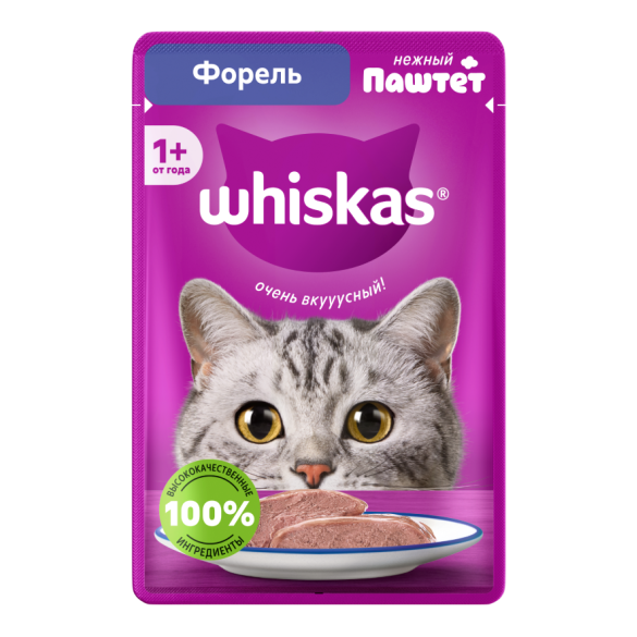 75гр Корм для кошек WHISKAS паштет Форель