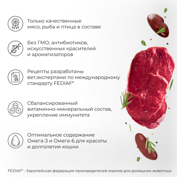 100гр Корм Yumster для стерилизованных кошек, паштет с Телятиной и Почками