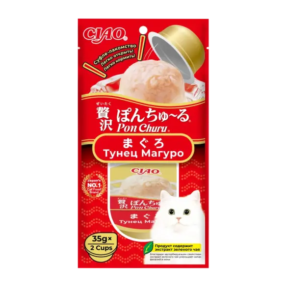 2*35гр Лакомство INABA CIAO Pon Churu для кошек Тунец Магуро