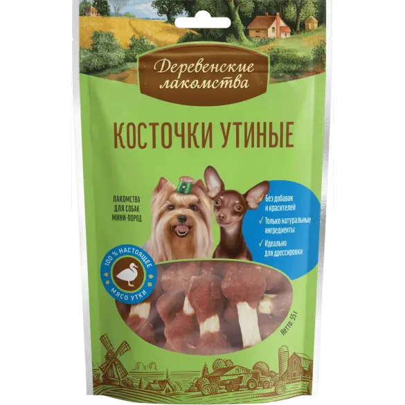 Лакомства Косточки Утиные для собак мини-пород "Деревенские лакомства", 55гр