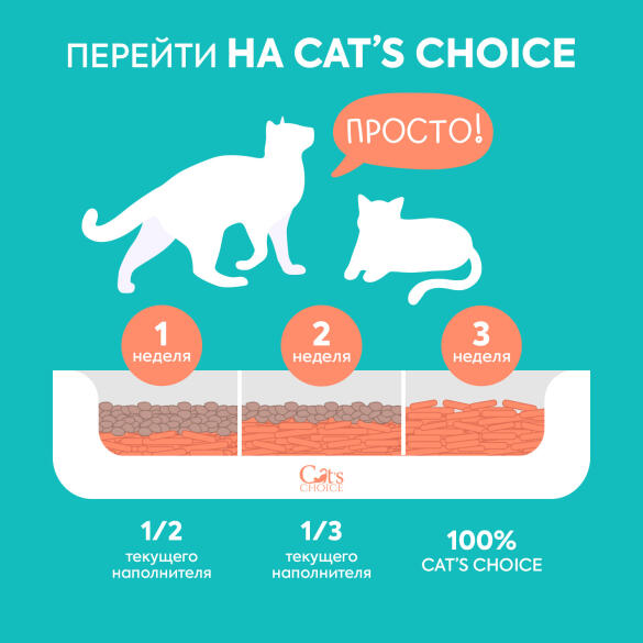 Наполнитель растительный комкующийся тофу Cat's choice с ароматом "Персик", 6л 2,5кг