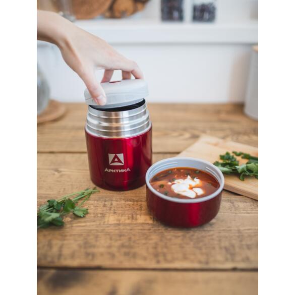 Термос Арктика 302, 500мл с широким горлом для еды, красный