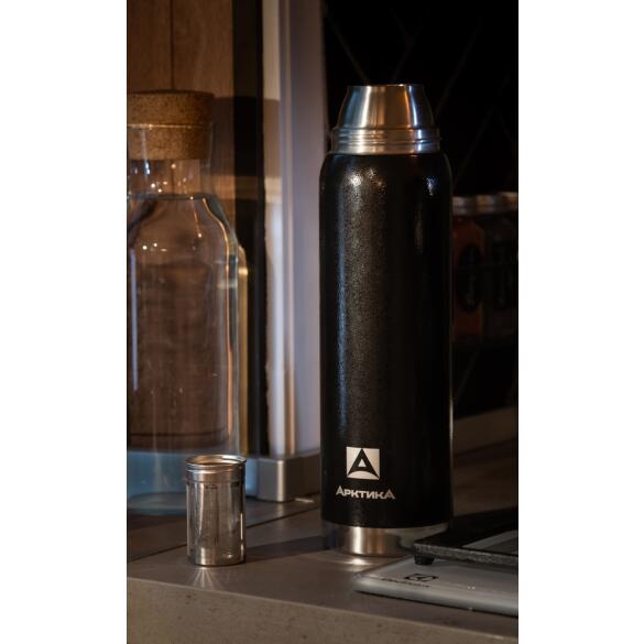 Термос Арктика 106 для напитков с ситечком, 900мл Чёрный