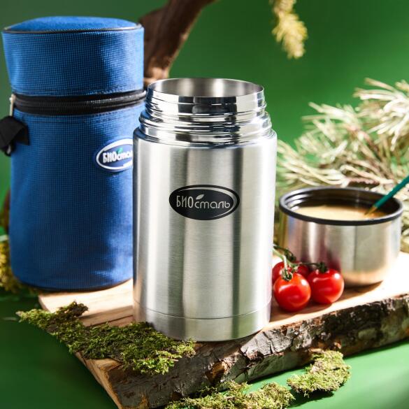 Термос вакуумный суповой БИОСТАЛЬ NТ +чехол 750мл