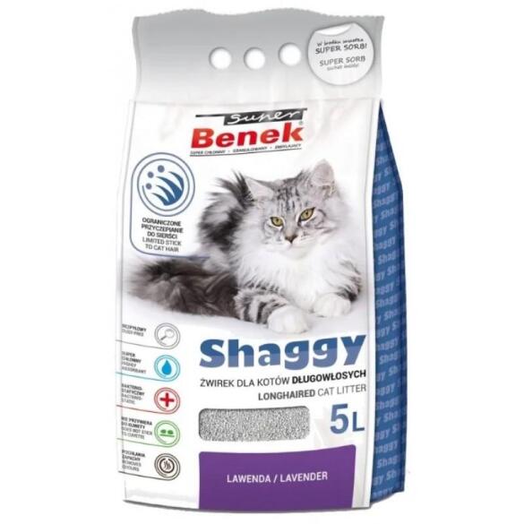 Наполнитель S Benek 5л Shaggy для длинношерстных кошек, Лаванда,  5л