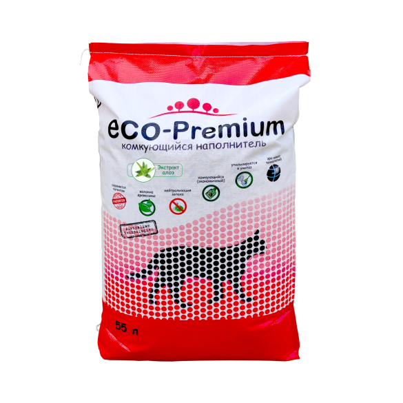 Наполнитель комкующийся древесный, ECO-Premium Алоэ, 55л Наполнитель комкующийся древесный, ECO-Premium Алоэ, 55л