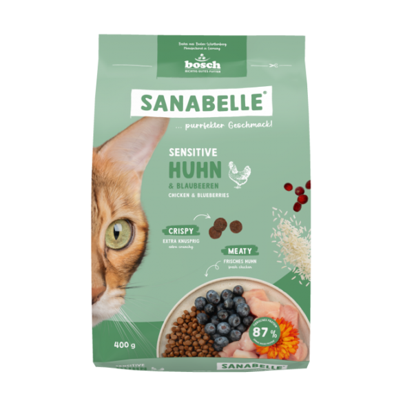 0,4кг Корм Bosch Sanabelle Sensitive with poultry для взрослых кошек с Курицей