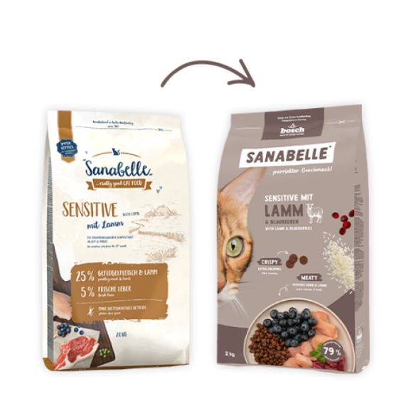 0,4кг Корм Bosch Sanabelle Sensitive with Lamb для взрослых кошек с мясом Ягненка