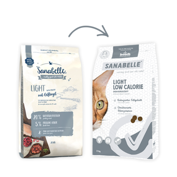 0,4кг Корм Bosch Sanabelle Light with poultry для взрослых кошек из мяса Птицы