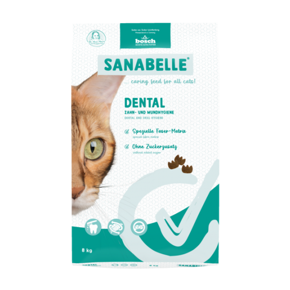 0,4кг Корм Bosch Sanabelle Dental для чистки зубов и удаления зубного налета у кошек из мяса Птицы