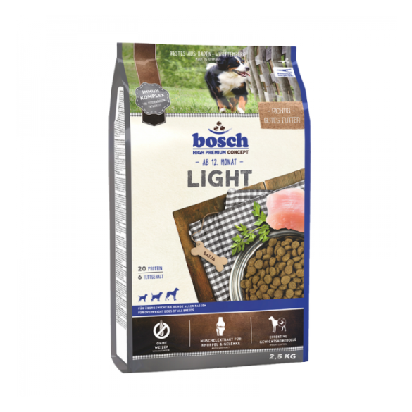 2,5кг Корм Bosch Light для взрослых собак всех пород, склонных к полноте с Птицей