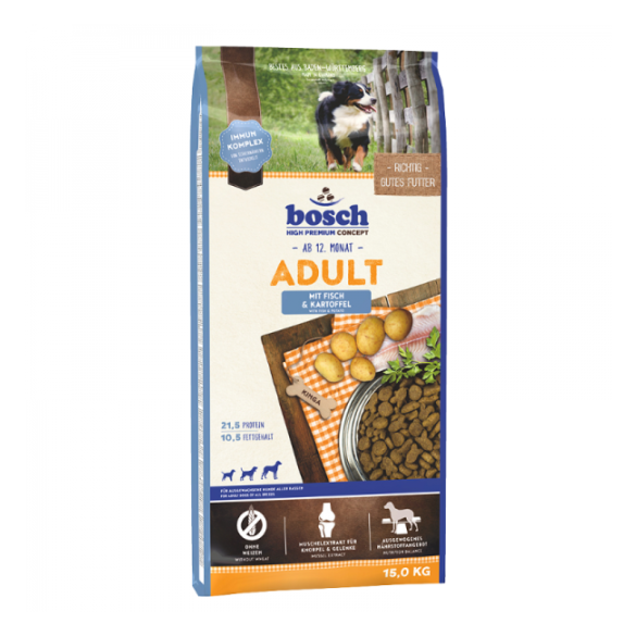 15кг Корм Bosch Adult для взрослых собак всех пород с Рыбой и картофелем