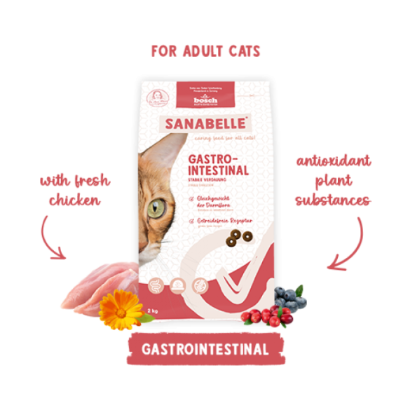 2кг Корм Bosch Sanabelle Gastrointestinal для взрослых кошек при расстройствах пищеварения с Курицей