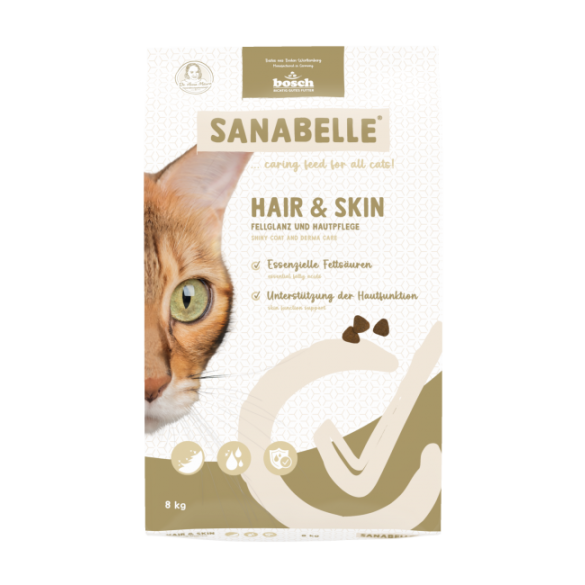 2кг Корм Bosch Sanabelle Hair & Skin для здоровой шерсти и кожи у кошек из мяса Птицы