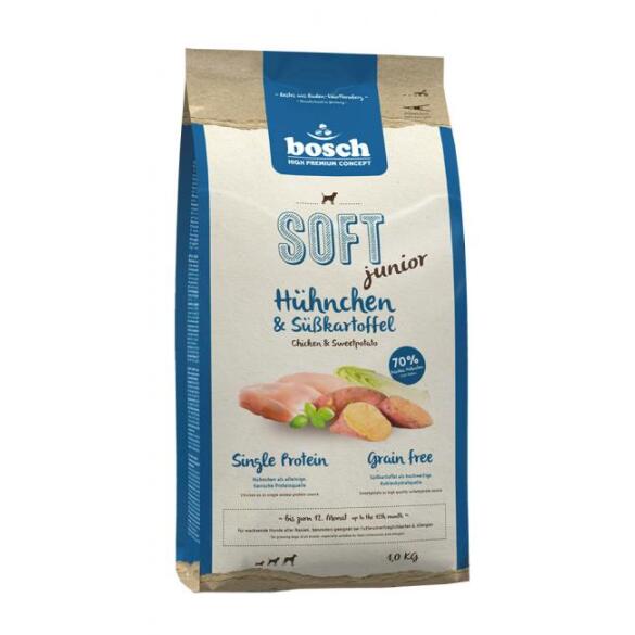 1кг Корм Bosch SOFT Holistic Junior полувлажный, монопротеиновый, беззерновой для щенков всех пород с Цыпленком и бататом