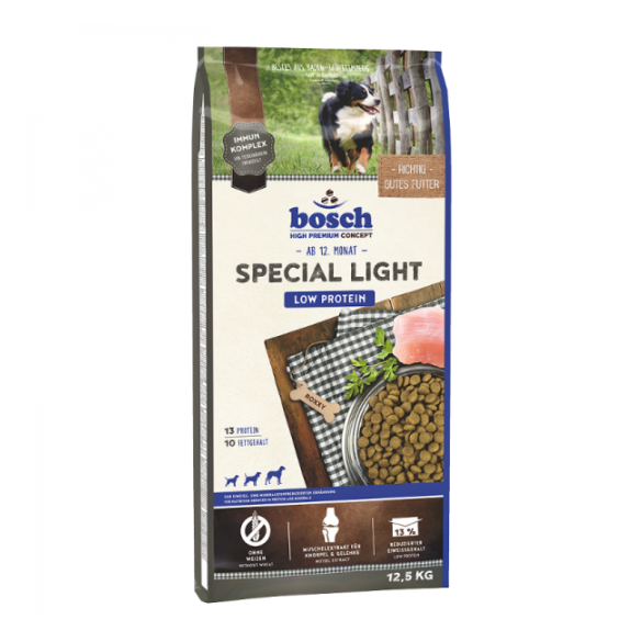 12,5кг Корм Bosch Special Light для взрослых собак всех пород со склонностями к проблемам мочеполовой системы с Птицей и рисом