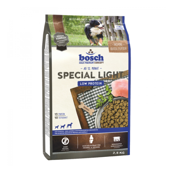 2,5кг Корм Bosch Special Light для взрослых собак всех пород со склонностями к проблемам мочеполовой системы с Птицей и рисом