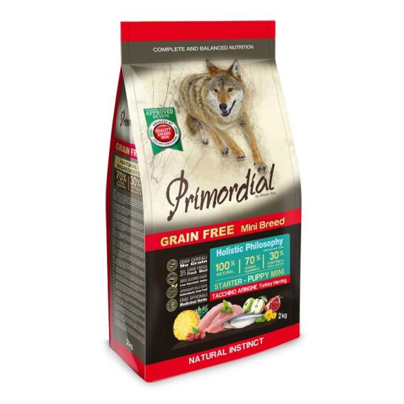 6кг Корм Primordial Dog Puppy Mini Starter Turkey & Herring беззерновой для щенков мелких пород с Индейкой и сельдью