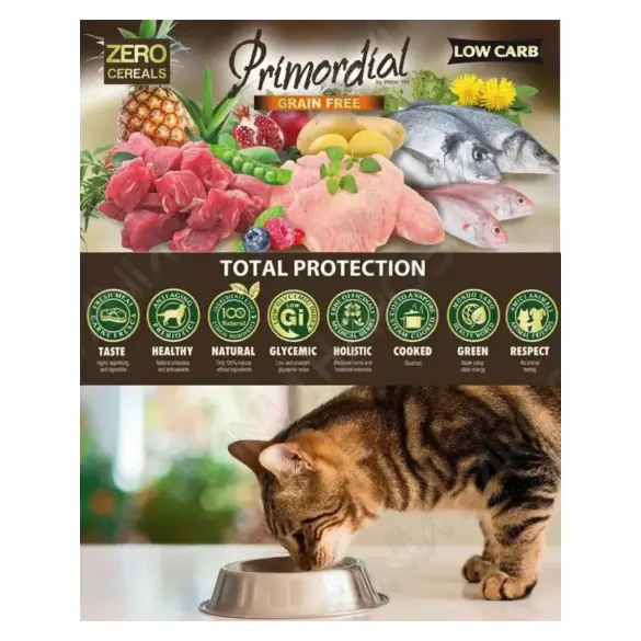 6кг Корм Primordial Cat Adult Neutered Sensitive Salmon беззерновой для взрослых стерилизованных кошек с чувствительным пищеварением с Лососем